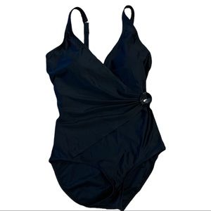 FANTASIZE Fashionable flattering elegant black one piece swimsuit  Sz 14D